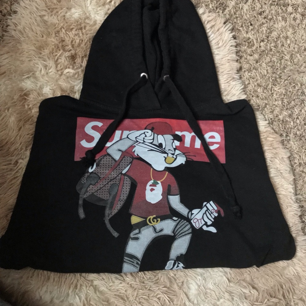 Supreme X Gucci Bugs Bunny Hoodie(black)